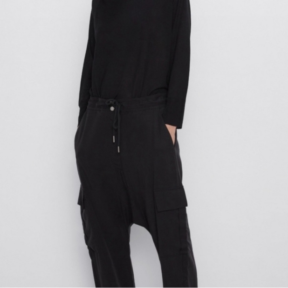 NWOT Zara Black Drop Crotch Joggers